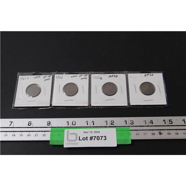 (4) Canadian Newfoundland Penny Coins: 1941-44
