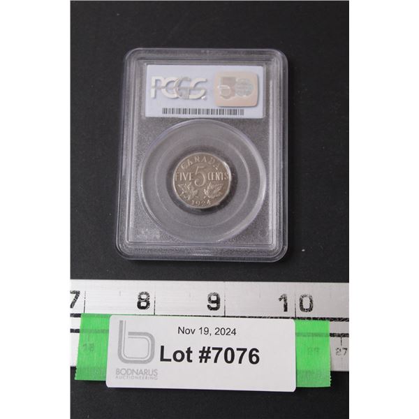 Canadian Five Cent Coin - 1924 - Graded