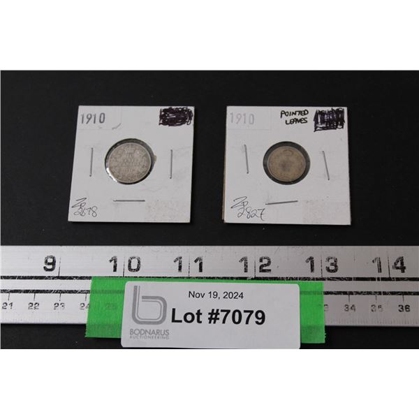 Canadian Ten Cent Coin - 1910, Canadian Five Cent Coin - 1910