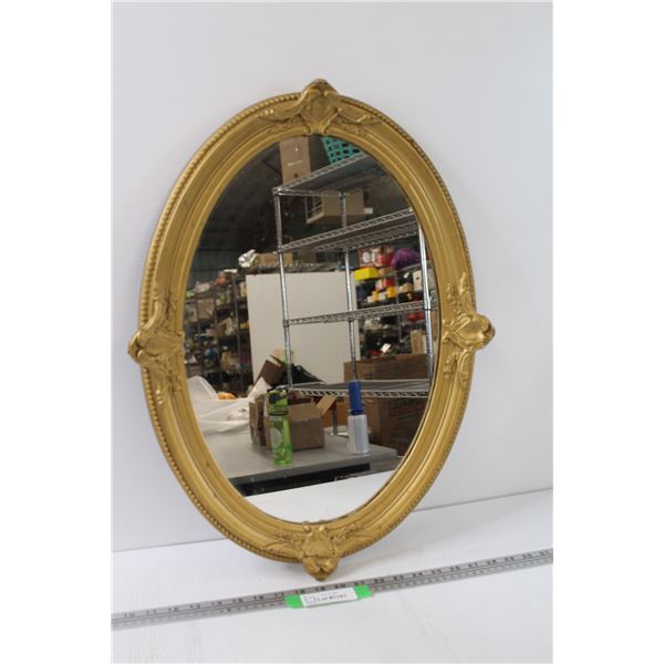 Oval Ornate Mirror - 24  x 18  - Has Some Wear, as Pictured