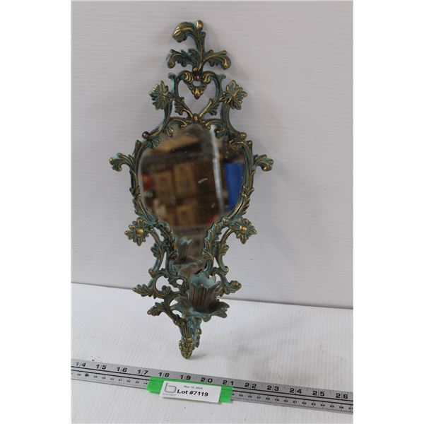 Ornate Candle Holder w/Mirror - Wall Mount - 15" x 7"