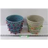 (2) Vintage Lawnware Light Bead Planters - 6.5