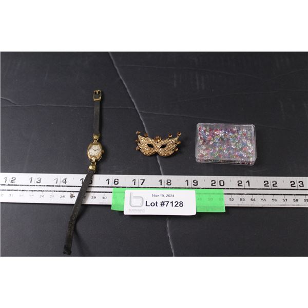 Galco Watch - as is, Swarovski Style Brooch & Jewels
