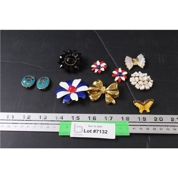 Assorted Brooches & Clip Earrings