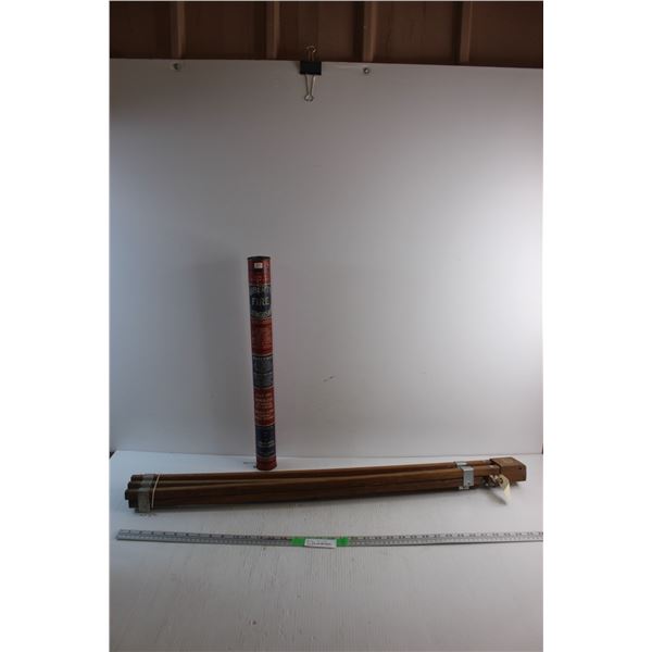 Vintage Surveyor's Tripod and Liberty Fire Extinguisher