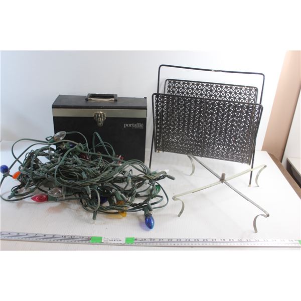 Christmas Tree Lights, Magazine Rack, Christmas Tree Stand and File Organizer Case