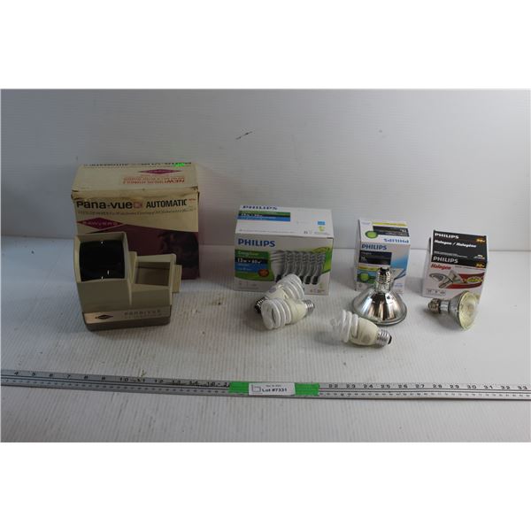 Pana-Vue Automatic 2X2 Slide Viewer - As Is and Philips Light Bulbs