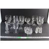 Image 1 : (11) Glass Goblets, Glass Flower Vase, Candy Dish and Salt & Pepper Shakers