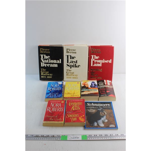 (10) Books - Pierre Berton, Nora Roberts and Schnauzers