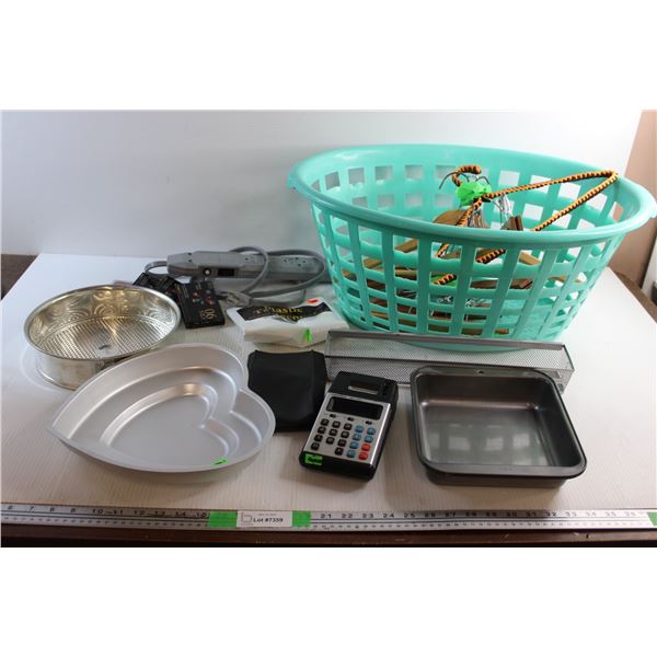 Plastic Basket, Noma Cord Outlet Extension, Baking Trays, Plastic Tablecover, Hangers and Misc.
