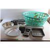 Image 1 : Plastic Basket, Noma Cord Outlet Extension, Baking Trays, Plastic Tablecover, Hangers and Misc.