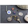 Image 5 : Pins, Belt Buckle and (2) Pocket Watches - As Is