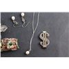 Image 6 : Brooch, Earrings, Necklace, Bracelet, Pocket Watch and Money Clip
