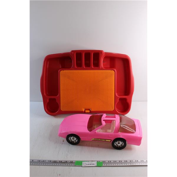 Corvette Toy Car and Lego Tray