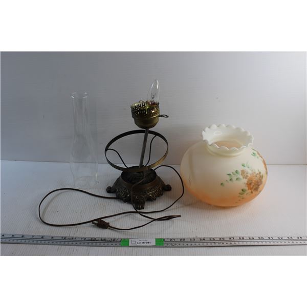 Vintage Brass Desk Lamp with Shade - As Is