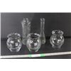 (2) Glass Vases  and (3) Rose Bowls