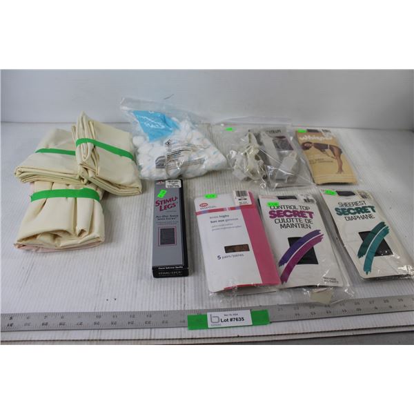Knee Highs, Cotton Balls, (6) Pillow Cases, Sheet Straps
