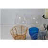 Image 2 : (2) Wine Glasses, (4) Candle Holders, Vase, (2) Mugs