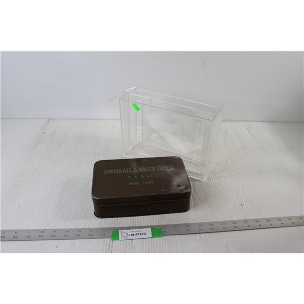 Plastic Organizer, Canadian Military Chocolate Tin