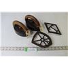 7729  (2) Antique Sad Irons With Trivets