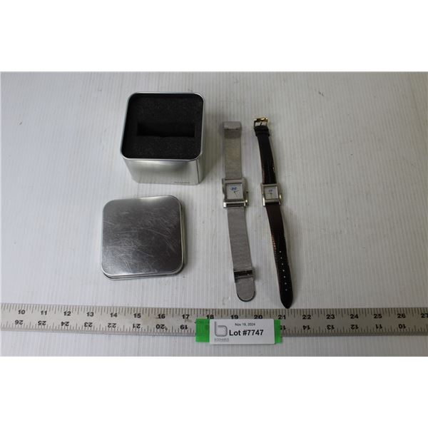 (2) Hyundai Wrist Watches With Tin
