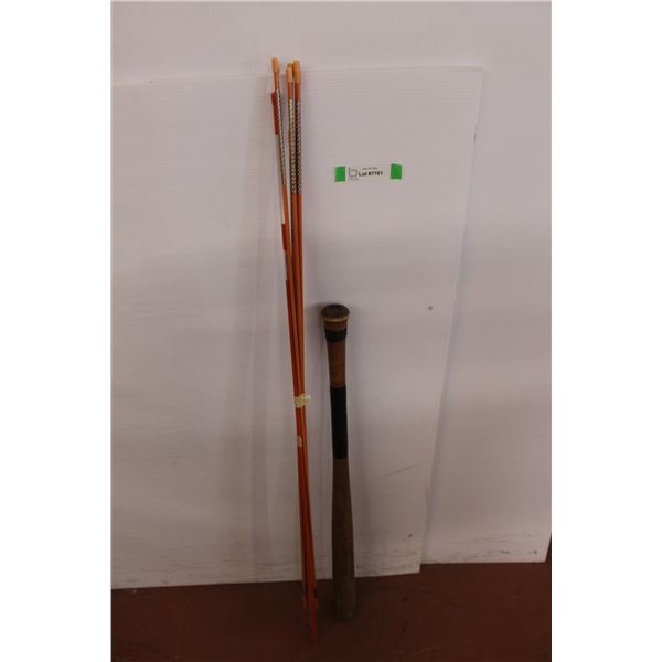 *Vintage Spalding Wood Softball Bat, (7) Hi-Vis Reflective Markers 50" Length