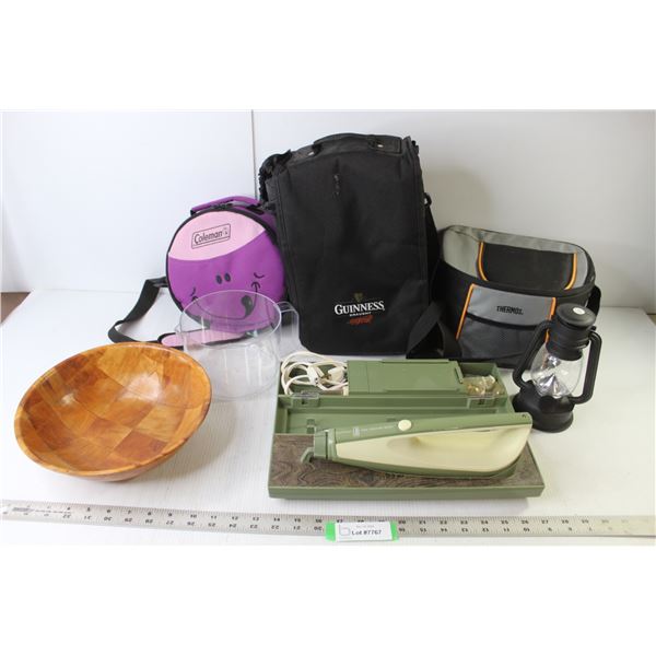 Vintage Sears Electric Carving Knife - Working, (2) Insulated Food Bags (Coleman, Thermos), Guinness