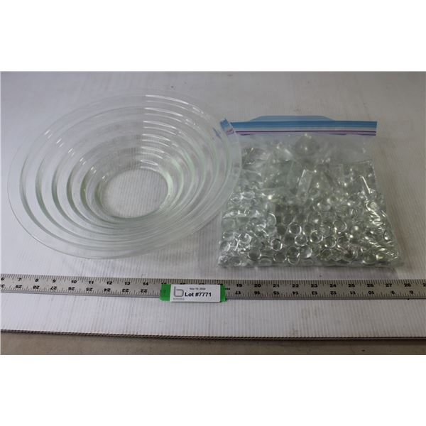 Glass Fruit Bowl 13.5  Dia, Centerpiece Decor