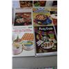 Image 2 : (9) Cook Books (Cakes, Cheese, Ground Beef, Parties), (2) Doilies - Square, Round