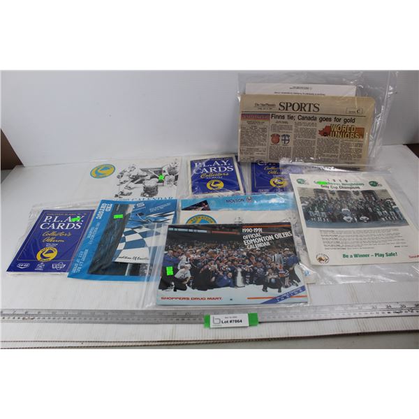 Various Saskatoon Blades Calendars, Saskatchewan Rough Riders 1989 Grey Cup Picture, Misc.