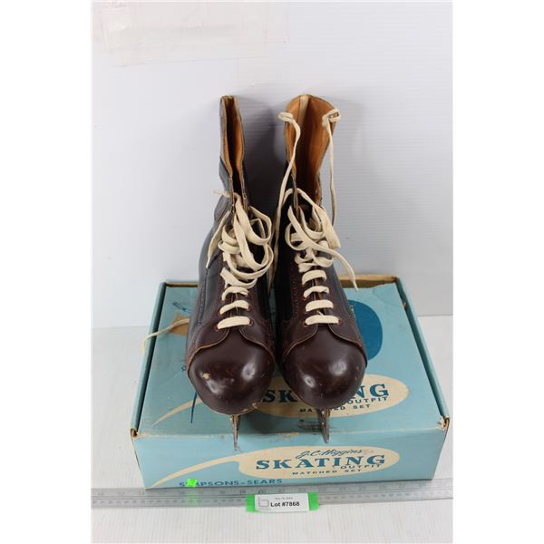 Vintage Pair Of J. C. Higgins Hockey Skates w/ Box - Size Unknown