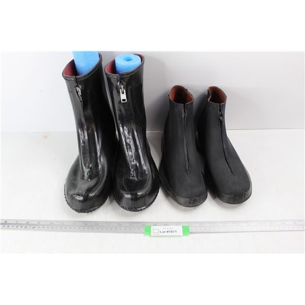 (2) Pairs Of Acton Zip- Up Rubber Boots- Size 9 And Size 10