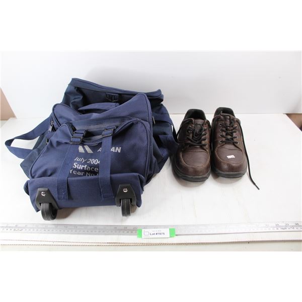Allan Potash Mine Duffle Bag w/ Pair Of Dunham Sneaker Like Leather Shoes - Size 10 1/2 Men's