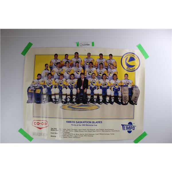 1988- 89 Saskatoon Blades Team Picture Poster- 24'' x 18'' - As Is