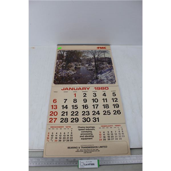 1980 Bearing & Transmission Limited Saskatoon Saskatchewan Calendar- Complete w/ All Months