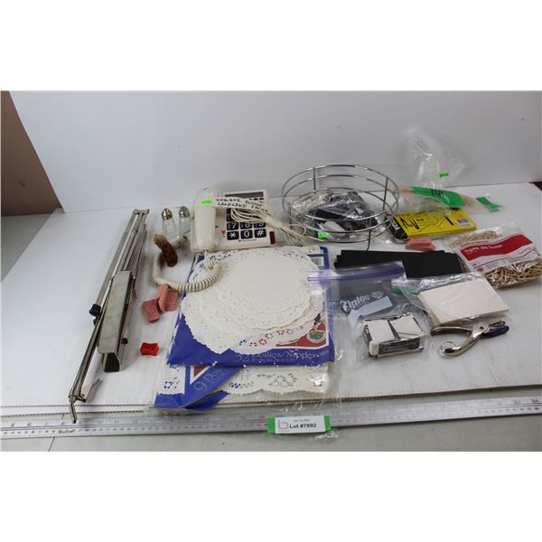 Lot Of Various Items, Foldable Music Stand, Volume Boost Land Line Telephone, Misc.