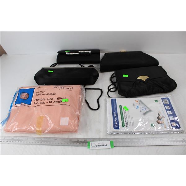 (4) Various Purses, Bed Sheets- NIB, For Double Bed, Misc.