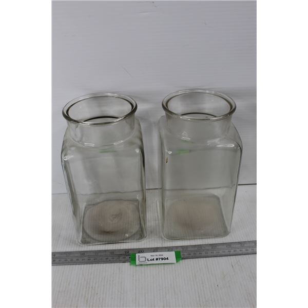 (2) Glass Kitchen Canister Jars- No Lids