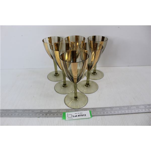 (6) Unmarked Reflective Like Wine Glasses- All As Is