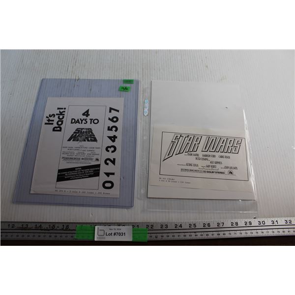 Star Wars - 1979 Ad Slick 4 1/4'' x 7'' - Original