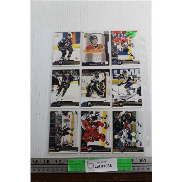 (9) Hockey Cards - Amonte 38/60, Jovanovski 54/99, Berry 25/99, Johnson 4/99, Khabibulin 98/99, Dead