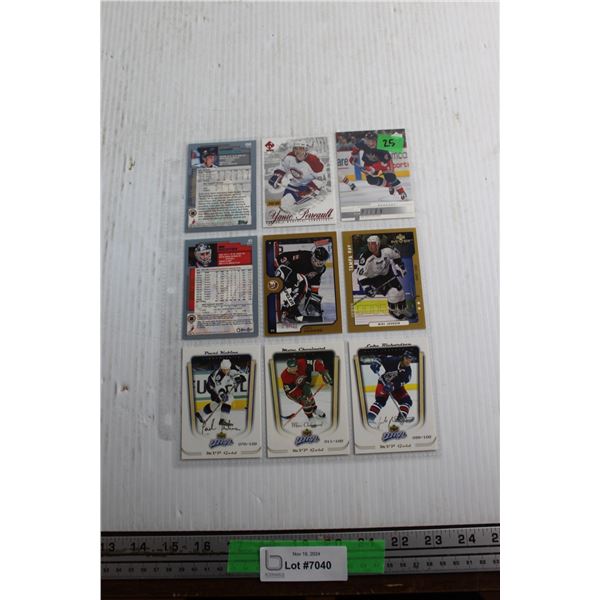 (9) Hockey Cards - Richter 8/100, Chouinard 11/100, Osgood 16/100, Johnson 42/100, Kubina 70/100, Ko