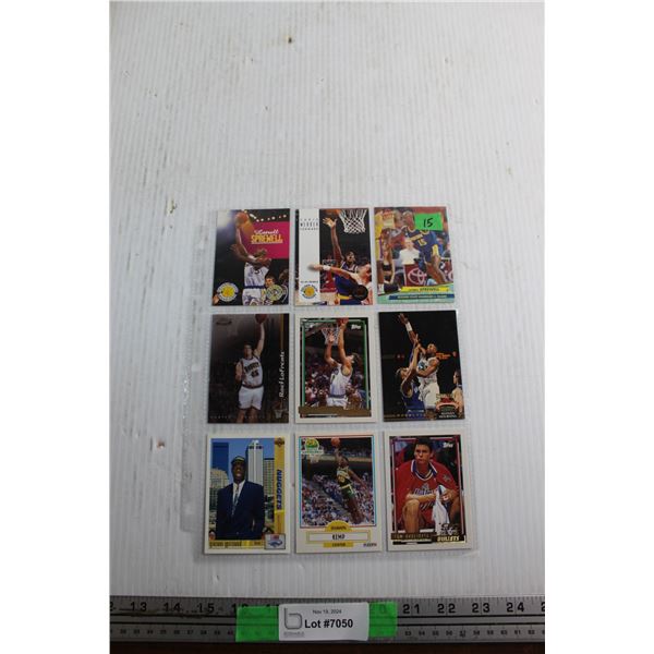 (9) NBA Basketball Cards - Christian Laettner, Tom Gugliotta, Dikembe Mutombo, Shawn Kemp, Latrell S