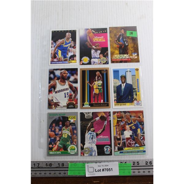 (9) NBA Basketball Cards - Latrell Sprewell, Shawn Kemp, Dikembe Mutombo and Alonzo Mourning