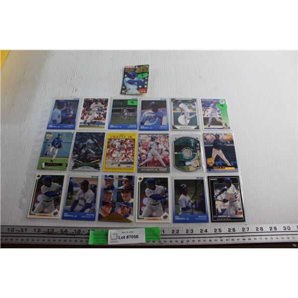 (18) MLB Ken Griffey Jr. Baseball Cards and 1992 McDonalds Limited Edition Collector's Pin
