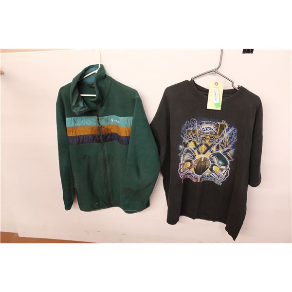 (2) Men's XLarge Superbowl T-shirt and Men's fall sweater some wear