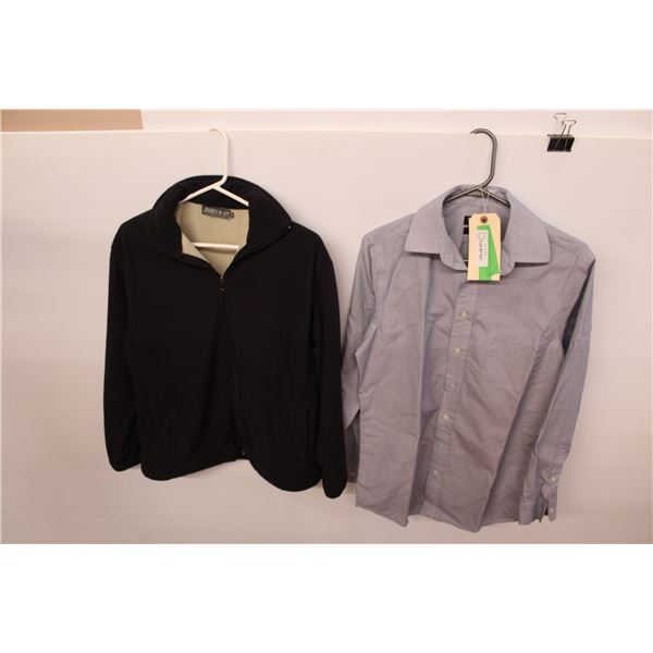 (2) Medium men's dress shirt and men's zip up sweater