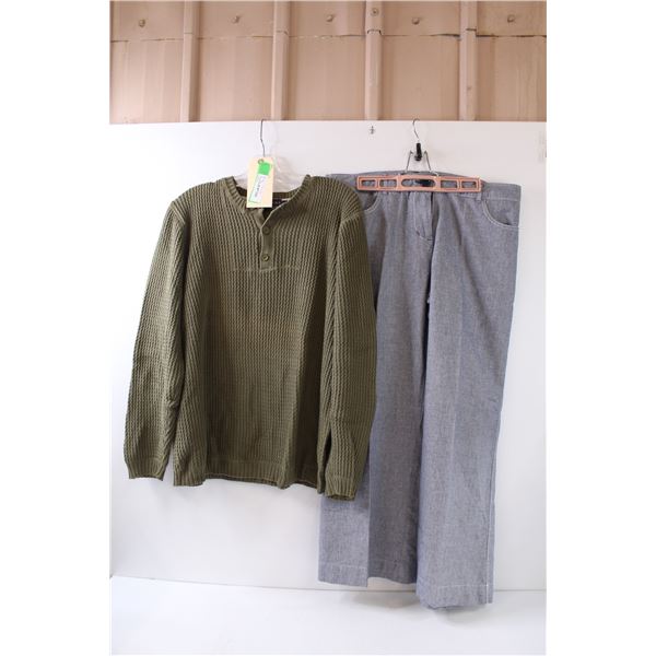 Cleo Kapris- 12, Muskoka Legs sweater- Small