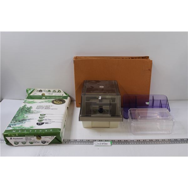 Office lot: floppy disk holder, legal paper, file organizer, Organizers