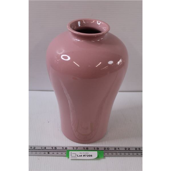 Pink ceramic vase 11" high - some wear